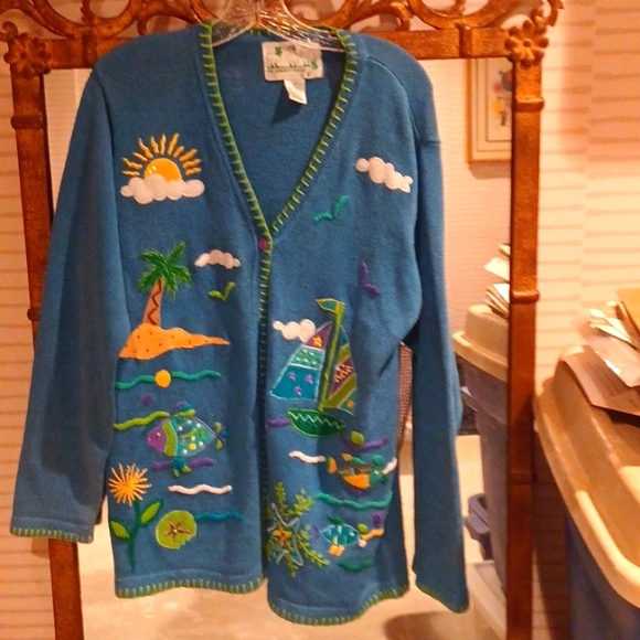 Quacker Factory Hand Detailed Cardigan Vintage FREE w/any Sweater Purchase - Picture 1 of 16